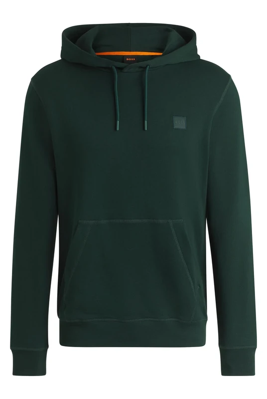 BOSS Cotton-terry Hoodie With Logo Patch Green
