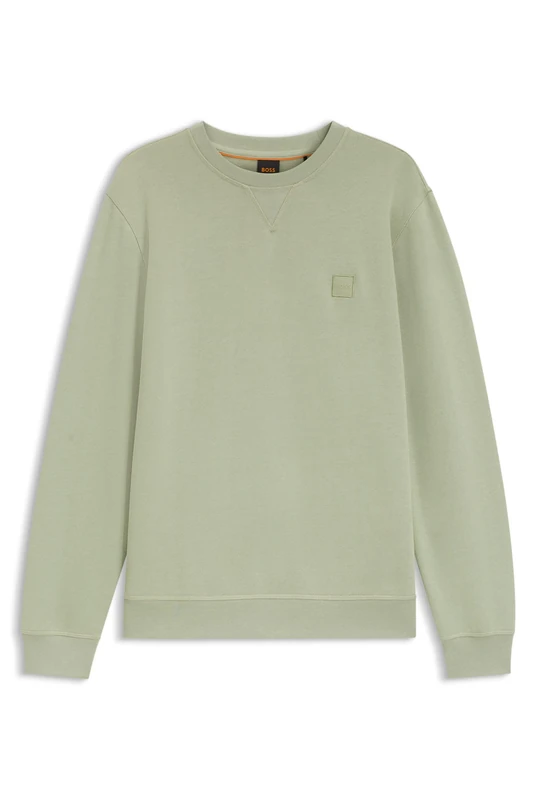 BOSS Green Cotton Terry Sweatshirt - Regular Fit Logo Patch