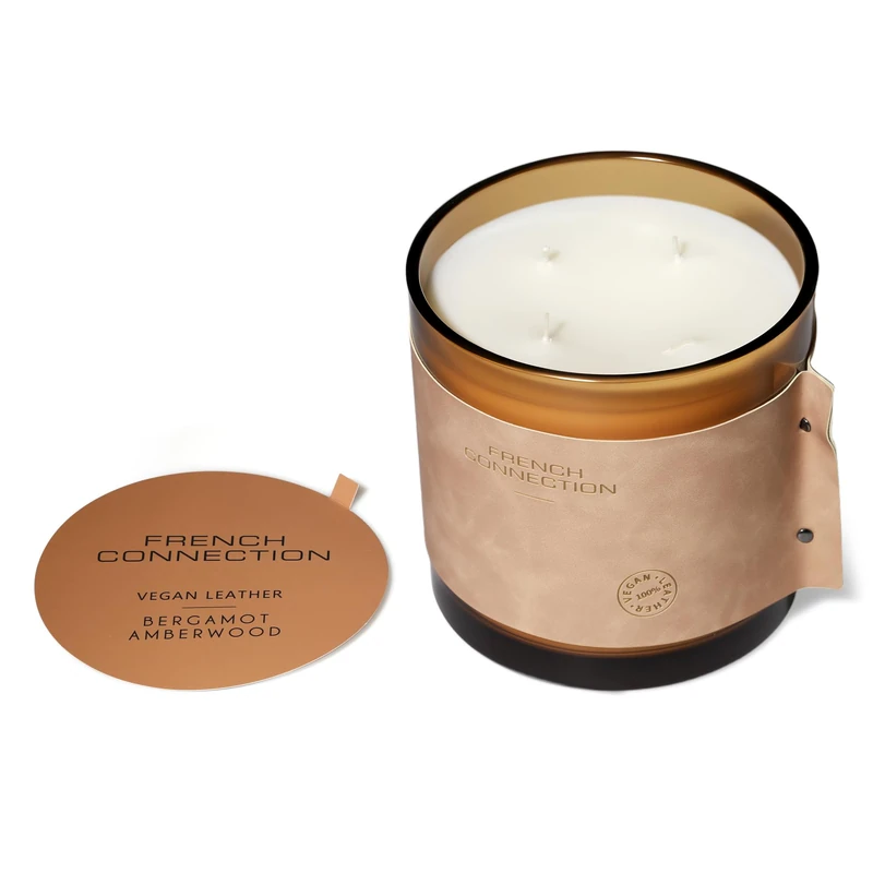 French Connection Leather Range Candle – Bergamot & Amberwood – 1.46KG (4-Wick) - FCC009TTXL