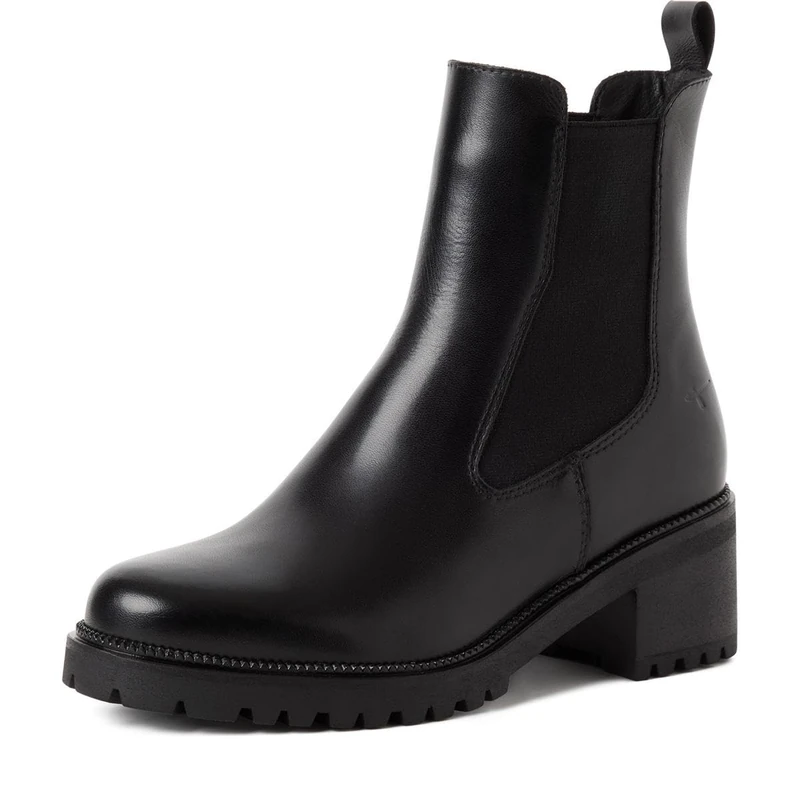 Tamaris Women's Chelsea with Block Heel, Black (Black Leather), 39