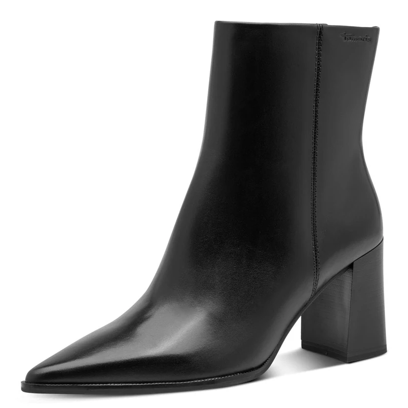 Tamaris Women's Ankle Boots - Black Leather, Size 38