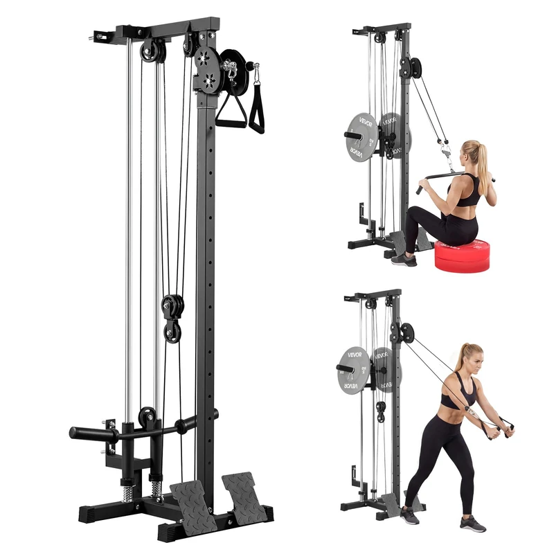 VEVOR LAT Pull Down Machine, 3-in-1 Row Cable Machine, Cable Machines Home