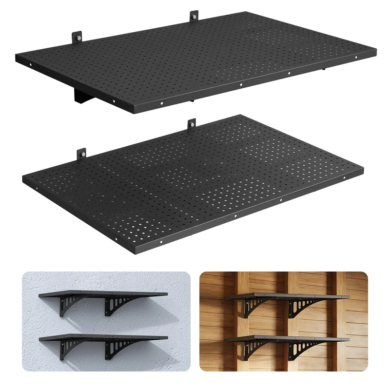 VEVOR 2-Tier Heavy Duty Wall Garage Shelving, 610 x 914 mm Steel Wall