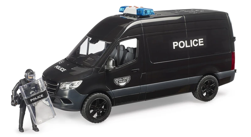 Bruder 02685 Mercedes‑Benz Sprinter Police Special Forces – 1:16 Emergency Vehicle with Light & Sound Module and Police Figure – Durable Toy for Children Ages 3+