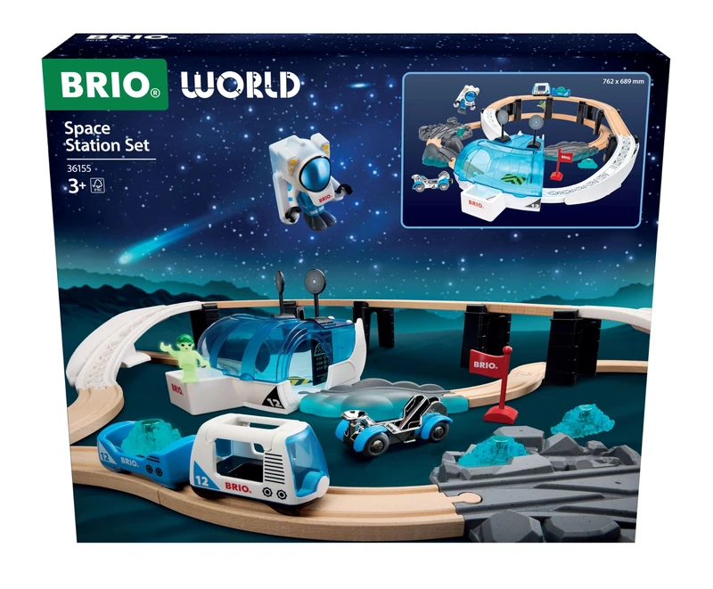 BRIO World - 36155 Großes Weltraumstations-Set - großes Holzeisenbahnset und zauberhaftes Gift for children from 3 years