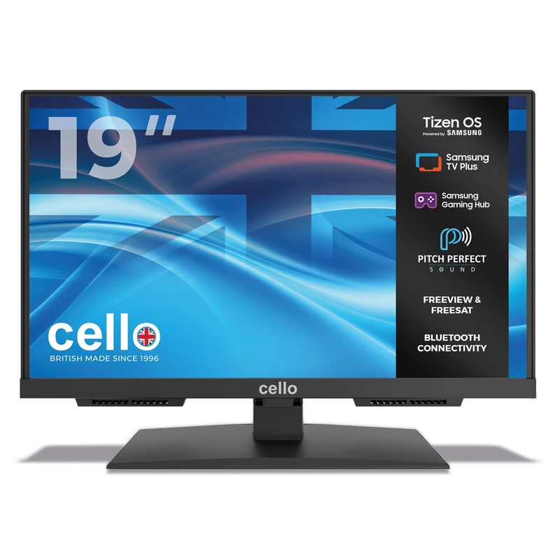 Cello C1926TZH 19 inch Smart TV C1924WSH, Mains Powered, Tizen OS, FreeSat, Bluetooth, Pitch Perfect Speakers, UK Made, Ideal for Kitchen, Bedroom or Small Spaces