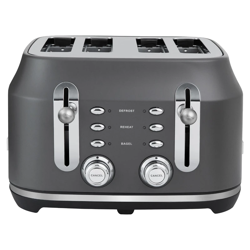 Rangemaster Classic Toaster in Matt Grey with Extra-Wide Slots, 6 Browning Levels, Lift-and-Look Feature, Anti-jam Function, Removable Crumb Tray and 3 Auto-Settings, RMCL4S304GY
