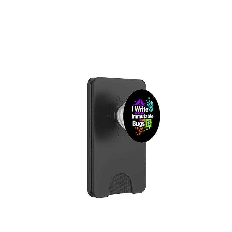 Blockchain Developer Funny I Write Immutable Bugs PopSockets PopWallet for MagSafe - Image 1