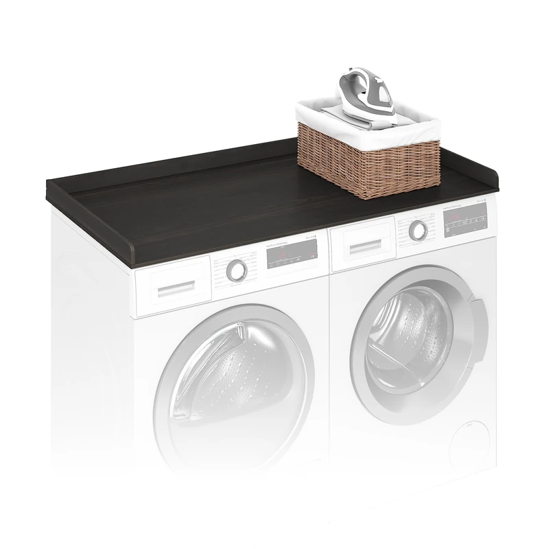 Furinno RAVEL Washer Dryer Countertop, Washer and Dryer Topper, with Edge Rails, Anti Slip Pads, 69.9 D × 137.2 W cm, for Laundry Room Organization and Storage, Espresso