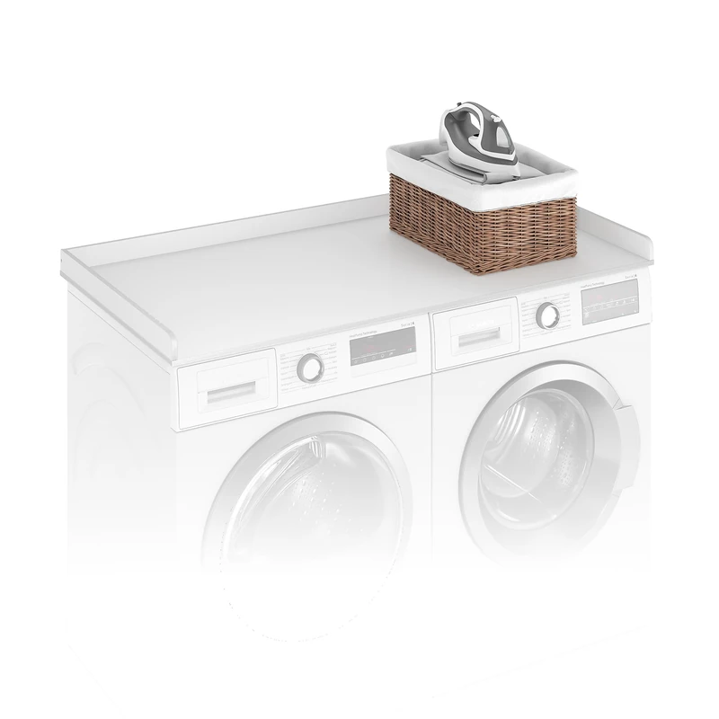 Furinno RAVEL Washer Dryer Countertop, Washer and Dryer Topper, with Edge Rails, Anti Slip Pads, 69.9 D × 137.2 W cm, for Laundry Room Organization and Storage, White