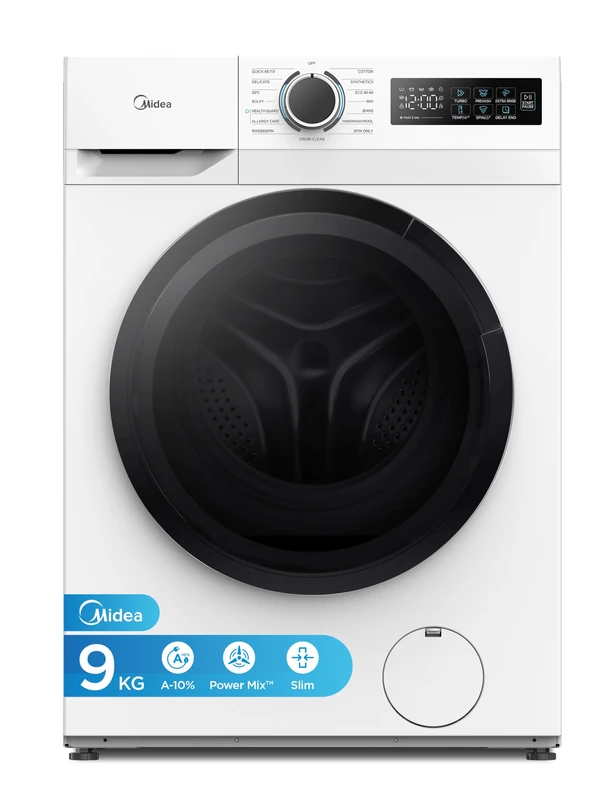 Midea 9kg Front Load Washing Machine - Slim Design, White