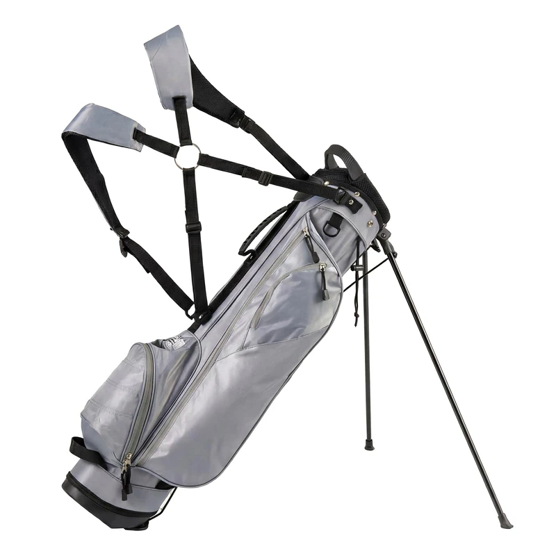 GYMAX Golf Stand Bag, Professional Golf Club Bag with 4 Way Divider, 4 Storage Pockets and Adjustable Shoulder Strap, Waterproof Golf Carry Bag for Men & Women (Grey)