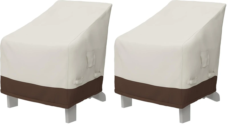 Amazon Basics Outdoor Garden Adirondack Patio Furniture Chair Cover Waterproof, Beige + Tan (Pack of 2)