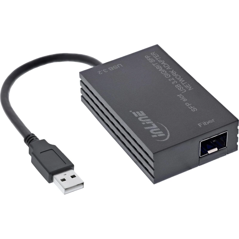 Inline USB-A to SFP Network Adapter for Fiber Optic Connections, Gigabit Ethernet, 10/100/1000 Mbps, Compatible with Windows, macOS, Linux, 66659N