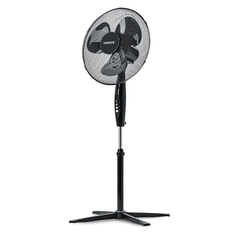IONOS 16" Standing Pedestal Fan, 3 Speed with Adjustable Angle & Height, Powerful Stand Airflow for Home & Office, Black (ION16BSTANDFN1PB)