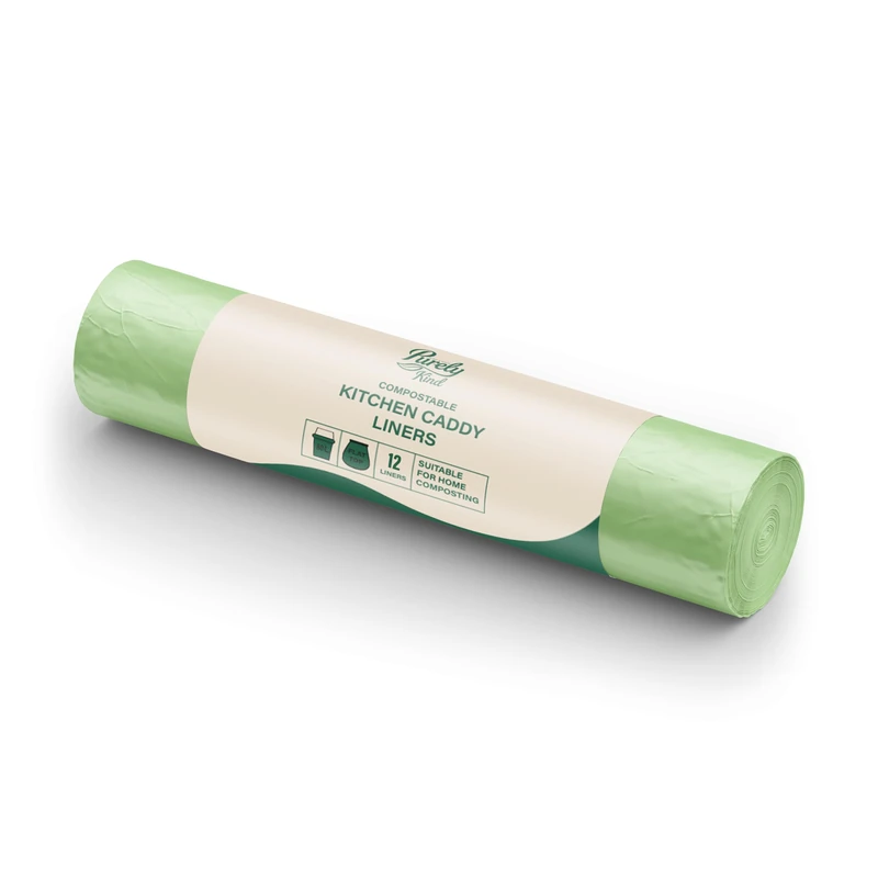 Purely Kind 80L Compostable Waste Bags - 12 Rolls of 20 | Plant-Based Biodegradable Bin Liners For Kitchen & Caddy Waste | Tear-Resistant, Plastic-Free Waste Sacks