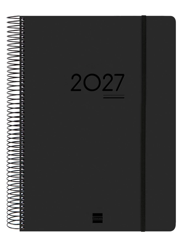 Finocam Ikon Daily Planner 16-Month | 1 Day per Page · September 2026 to December 2027 | Black · International - Day-to-Page Diary