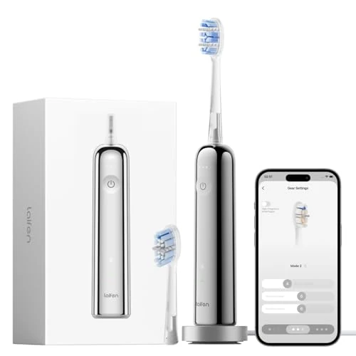 Laifen Wave Pro Sonic Electric Toothbrush for Adults – 2026 Model with 60° Oscillations, Smart App, 70-Day Battery, 2 Brush Heads (Stainless Steel)