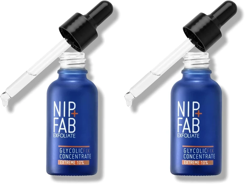 Nip + Fab Glycolic Acid Fix Extreme Booster 10% AHA Liquid Face Drops with Glycolic, Amino Acid, Allantoin for Skin Brightening Toning Exfoliation, 30ml (Pack of 2)