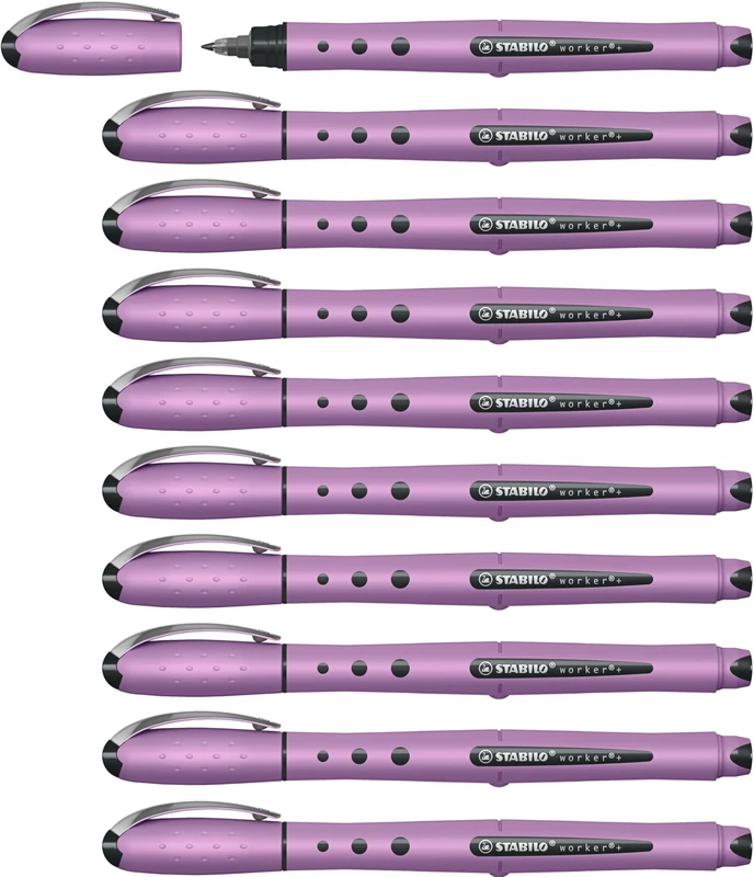 STABILO worker+ NatureCOLORS Wildflower - Rollerball - Pack of 10 - Grey Violet