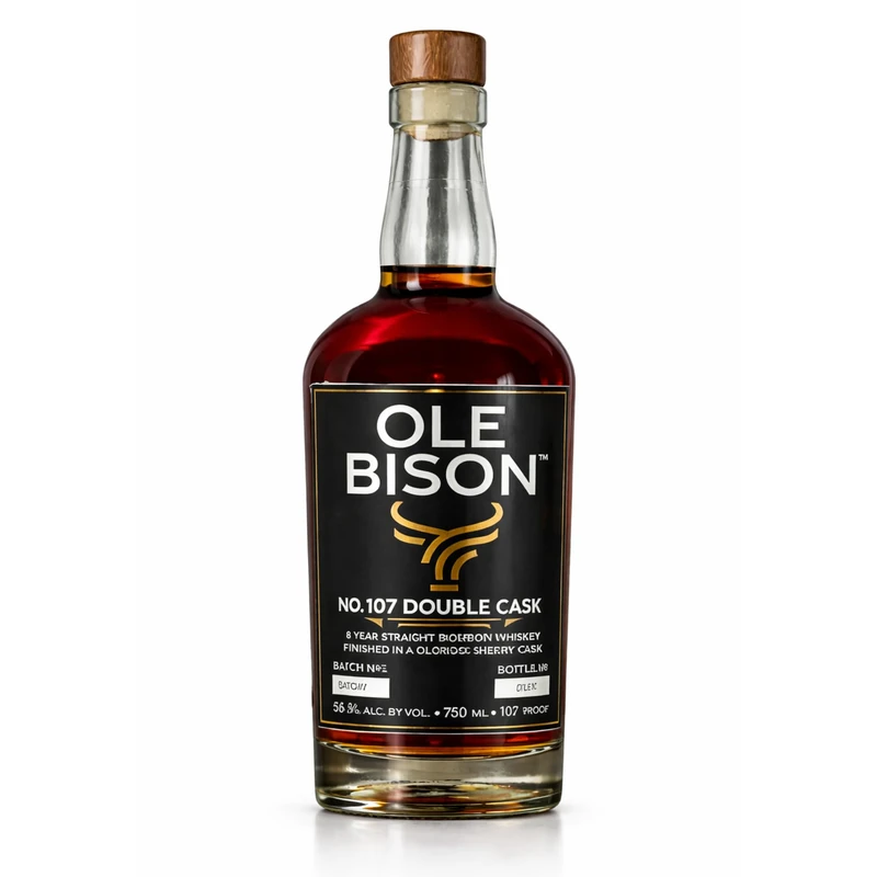 Ole Bison 107 Double Cask 8 Year Old Bourbon Whiskey | Oloroso Sherry Cask Finish | 75cl | 53.5% ABV | Ultra-Premium Small Batch | Straight Bourbon | American Oak & Sherry Barrel Aged