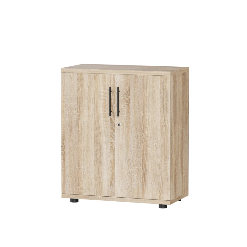 2 Door Locking Office Storage Cabinet, File Cabinet Organiser Cupboard - Wooden Filing Cabinet for Home, 2 Adjustable Shelves Bookcase - Short Cabinet Storage Space Unit (Sonoma Oak)