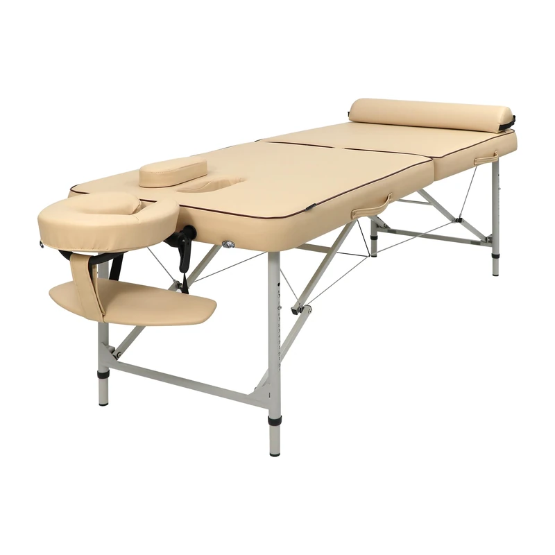 Master Massage 71cm Aluminum Portable Massage Table Breeze in Cream with Cream top and Silver Height Adjustable Frame