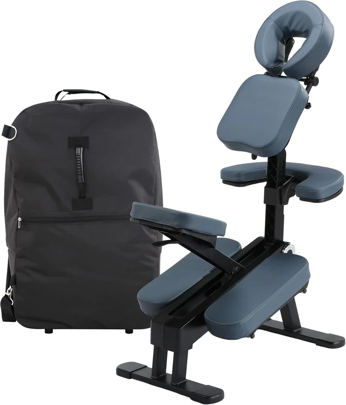 Master Massage Gymlane professionl Luxury Massage Chair with Wheeled Carry case in Blue with 5cm Foam Cushionning