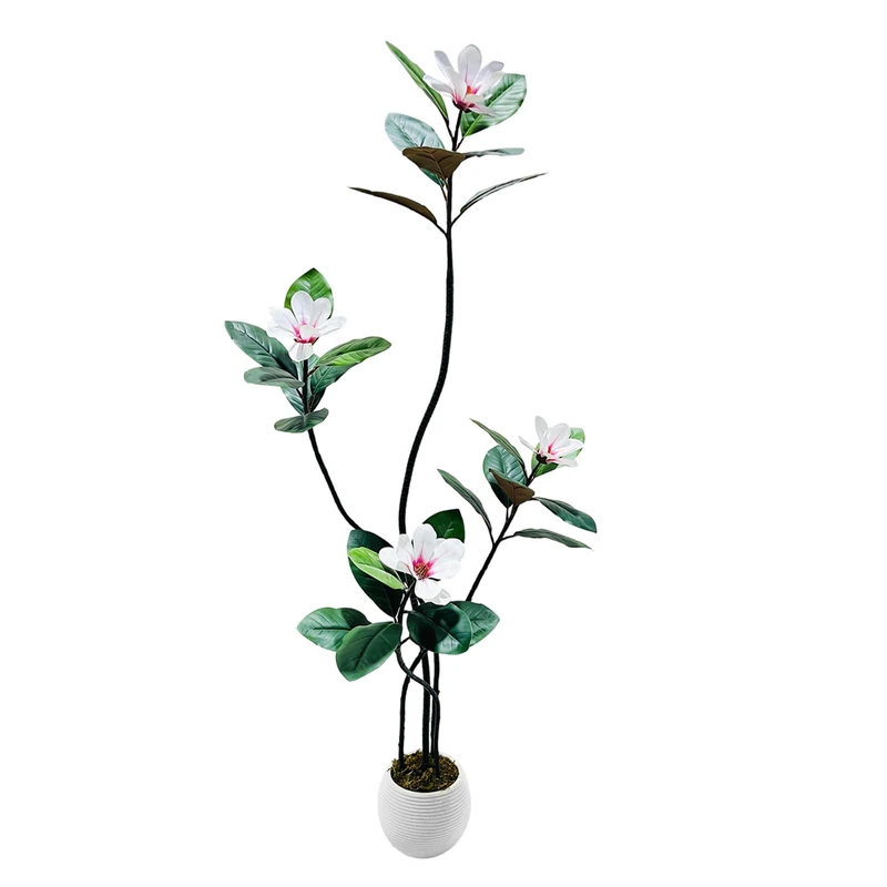 GarveeHome Artificial Plants with White Pot Artificial Magnolia Fake Plant Plastic Plants Artificial Plants Decoration for Living Room Balcony Office