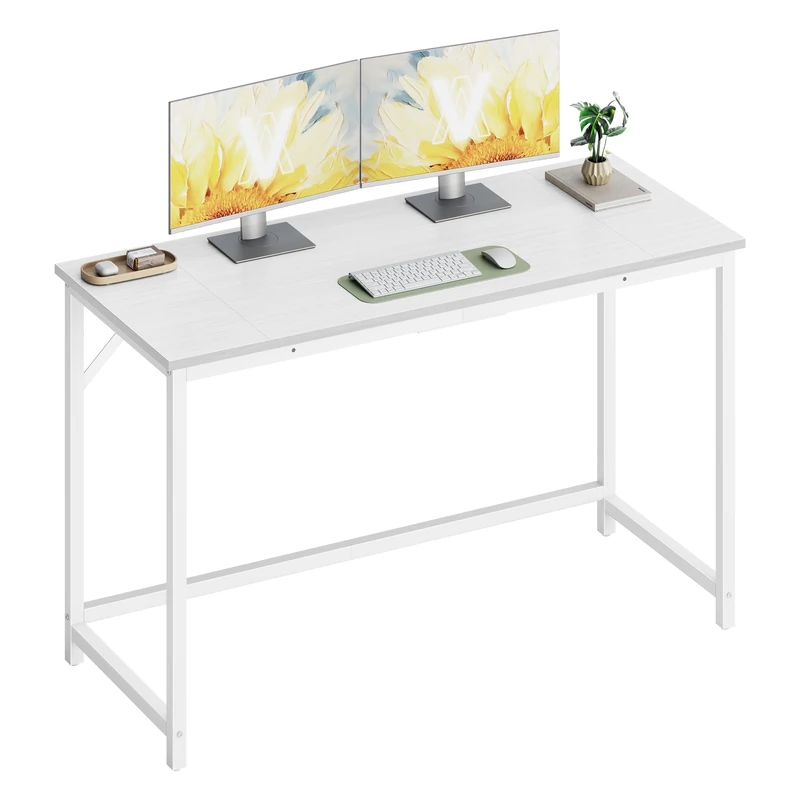 VASAGLE Computer Desk, Office Desk, 120 x 50 x 76 cm, for Study, Bedroom, Living Room, Maple White and Matte White LWD212W101