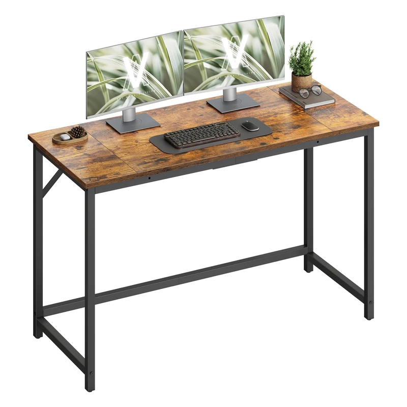 VASAGLE Computer Desk, Office Desk, 120 x 50 x 76 cm, for Study, Bedroom, Living Room, Rustic Brown and Matte Black LWD212K101