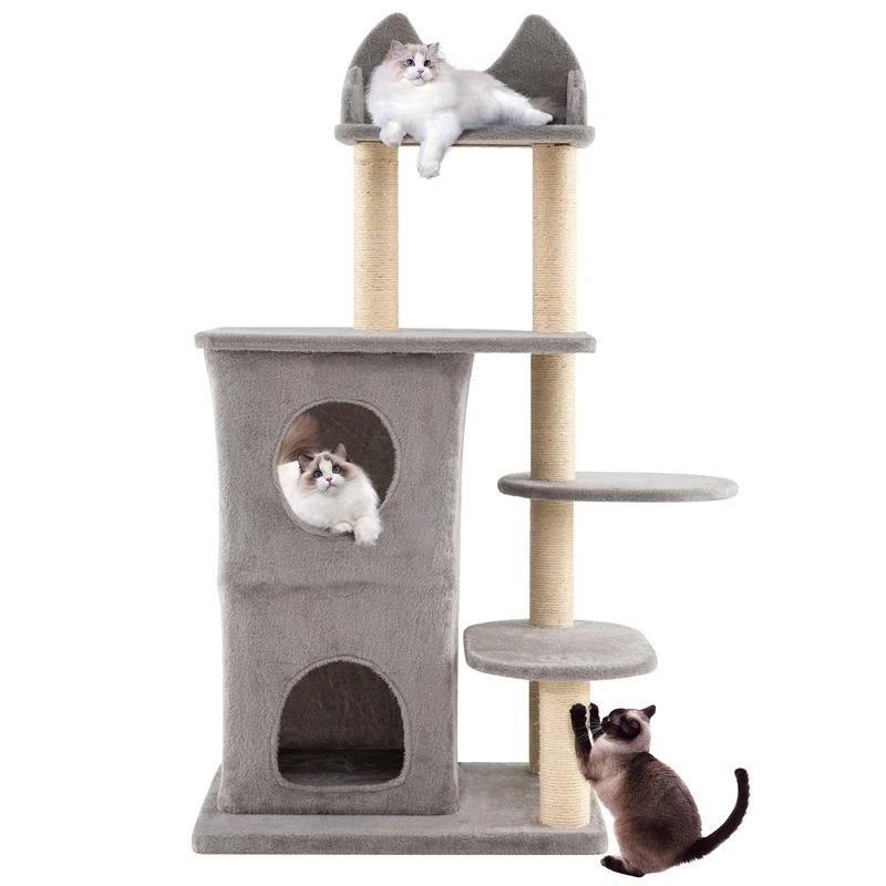 GYMAX Multi-level Cat Tree, 123cm Tall Cat Tower for Indoor Cats