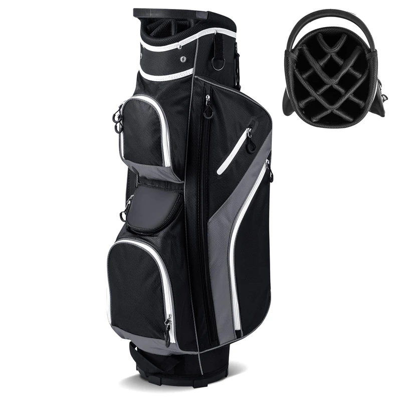 GYMAX Golf Cart Bag, Lightweight Portable Golf Club Bag (Grey)