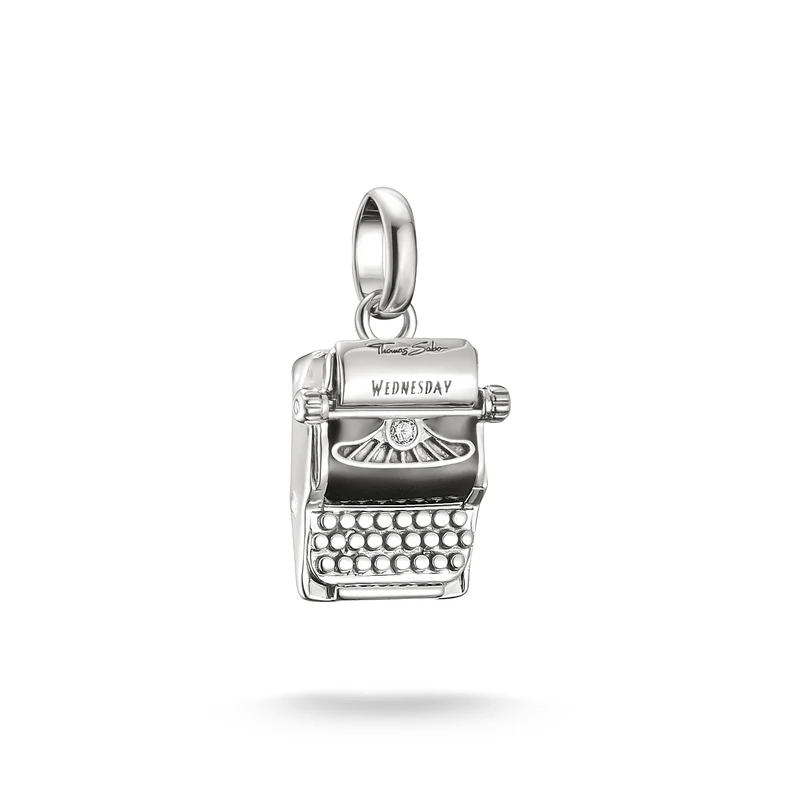 Thomas Sabo Connect Wednesday Typewriter Enamel 925 Sterling Silver Charm Pendant CC1315-691-11