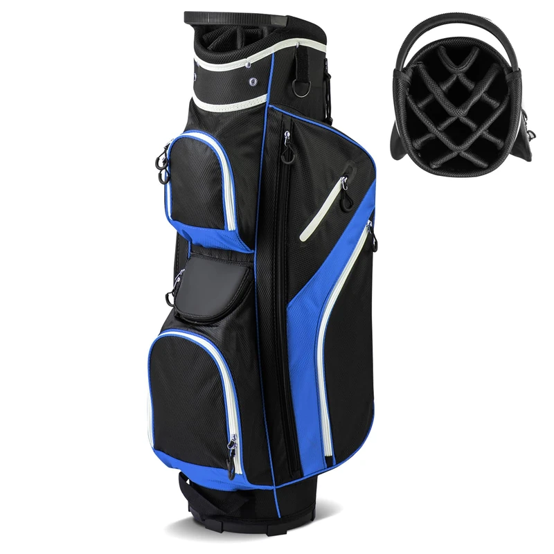 GYMAX Golf Cart Bag, Lightweight Portable Golf Club Bag (Blue)