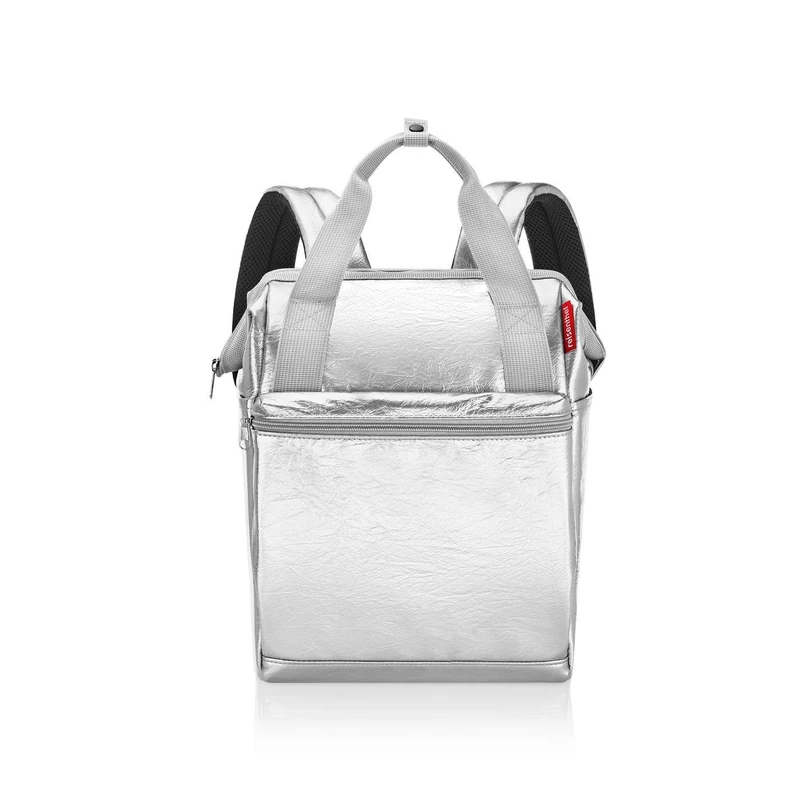 reisenthel Allrounder R Silver Crackle Backpack and Carry Bag in One with Pocket for Travel Trolleys