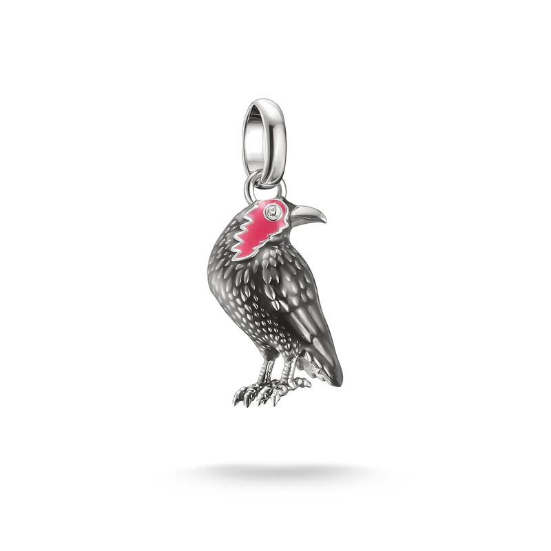 Thomas Sabo Connect Wednesday Crow Enamel 925 Sterling Silver Charm Pendant CC1318-691-11