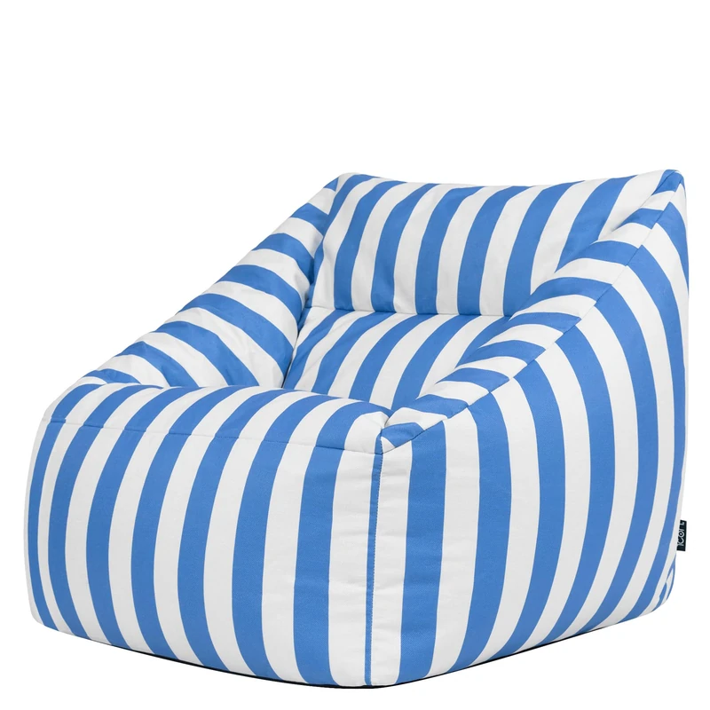icon Natalia Bean Bag Chair, Kyoto Stripe Blue, Woven Fabric, Large Adult Bean Bag with Filling Included, Comfy Chair, Armchair, Living Room Furniture, Bedroom Furniture