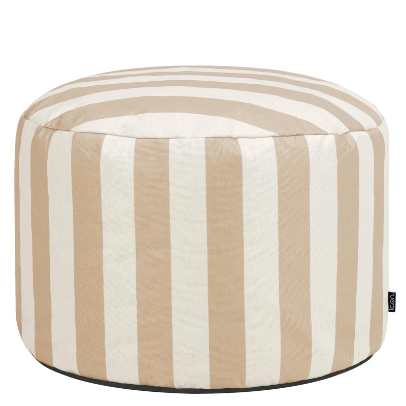 icon Milano Bean Bag Pouffe, Kyoto Stripe Taupe, Woven Fabric, Large Pouffe Footstool with Filling Included, Footrest, Bedroom, Living Room, Living Room Furniture