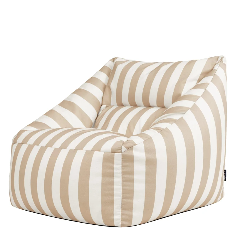 icon Natalia Bean Bag Chair, Kyoto Stripe Taupe, Woven Fabric, Large Adult Bean Bag with Filling Included, Comfy Chair, Armchair, Living Room Furniture, Bedroom Furniture