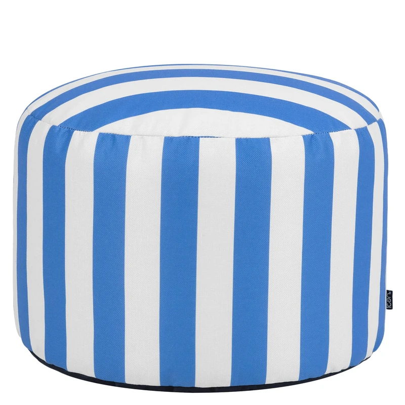 icon Milano Bean Bag Pouffe, Kyoto Stripe Blue, Woven Fabric, Large Pouffe Footstool with Filling Included, Footrest, Bedroom, Living Room, Living Room Furniture