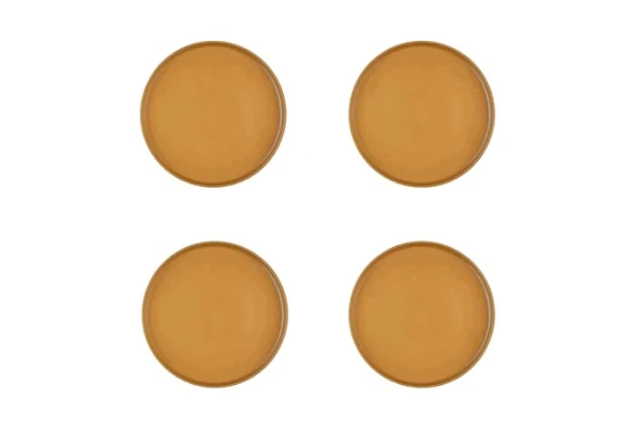 Bjorn BJ-SPSCOC26 Scandi Square Plate Set, Recycled Stoneware, Ochre Yellow, 21.5 cm, Set of 4, Dishwasher and Microwave Safe - Image 1
