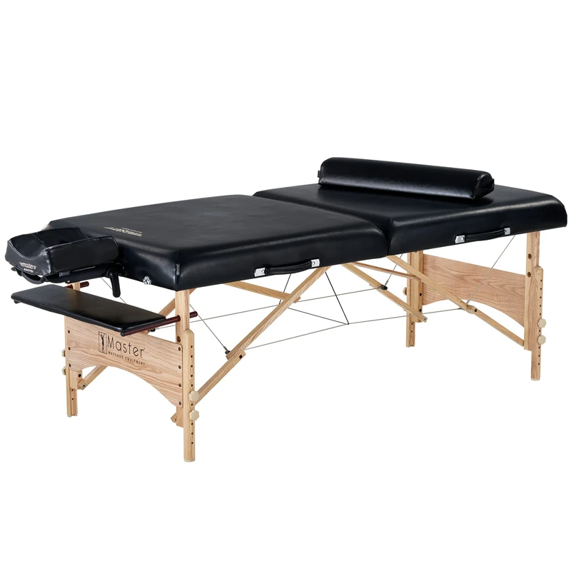 Master Massage Gibraltar 32" Extra Wide Olympic LX Portable Massage Table With Bolster, Black- Supports Weight Up to 800lbs.- Tattoo Spa Salon Facial Beauty Bed, Lash Tables