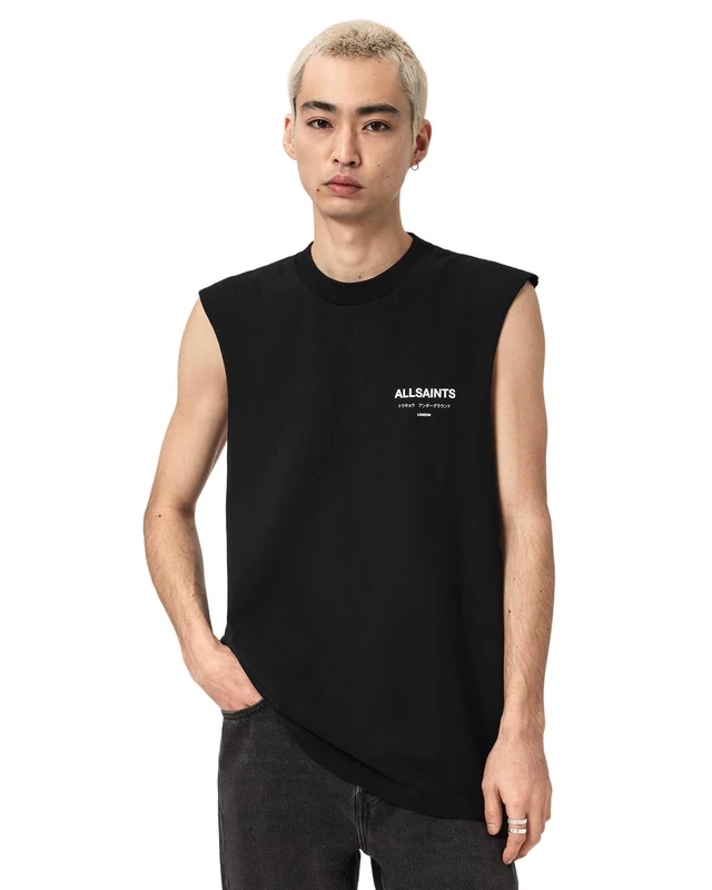 AllSaints Men's Underground SL Crew Graphic T-Shirt, Jet Black, M