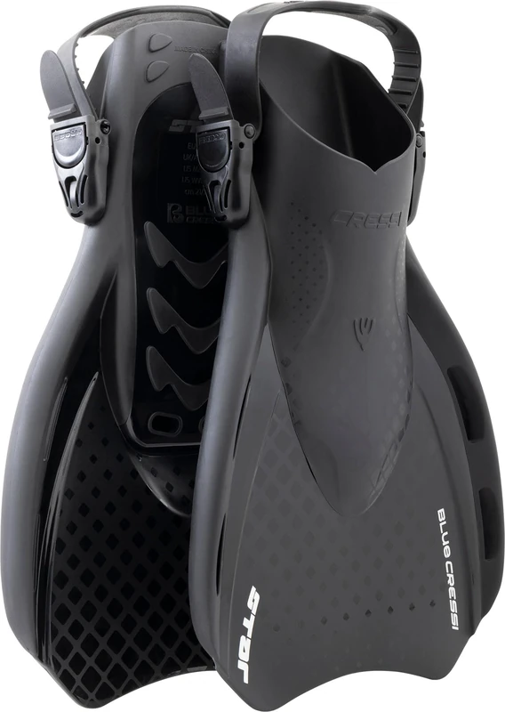 Cressi since 1946 - Star Fins - Compact Adjustable Fin with a Powerful Vented Blade and a Comfortable Open Heel Foot Pocket - Black/Black - S/M_EU 39/43 - Adults