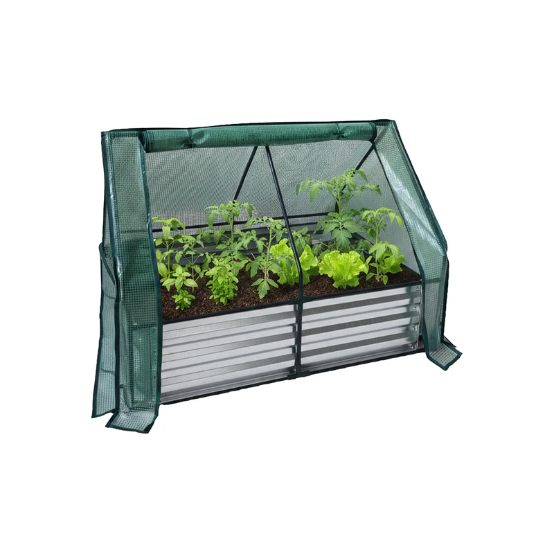 Relaxdays Raised Bed with Greenhouse for Flowers, Plants & Vegetables, 92x125x95 cm, Silver