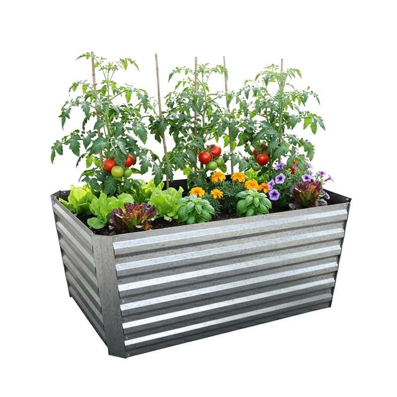 Relaxdays Galvanised Metal Raised Bed for Flowers, Plants & Veg, 60x120x60 cm, Rectangular Silver