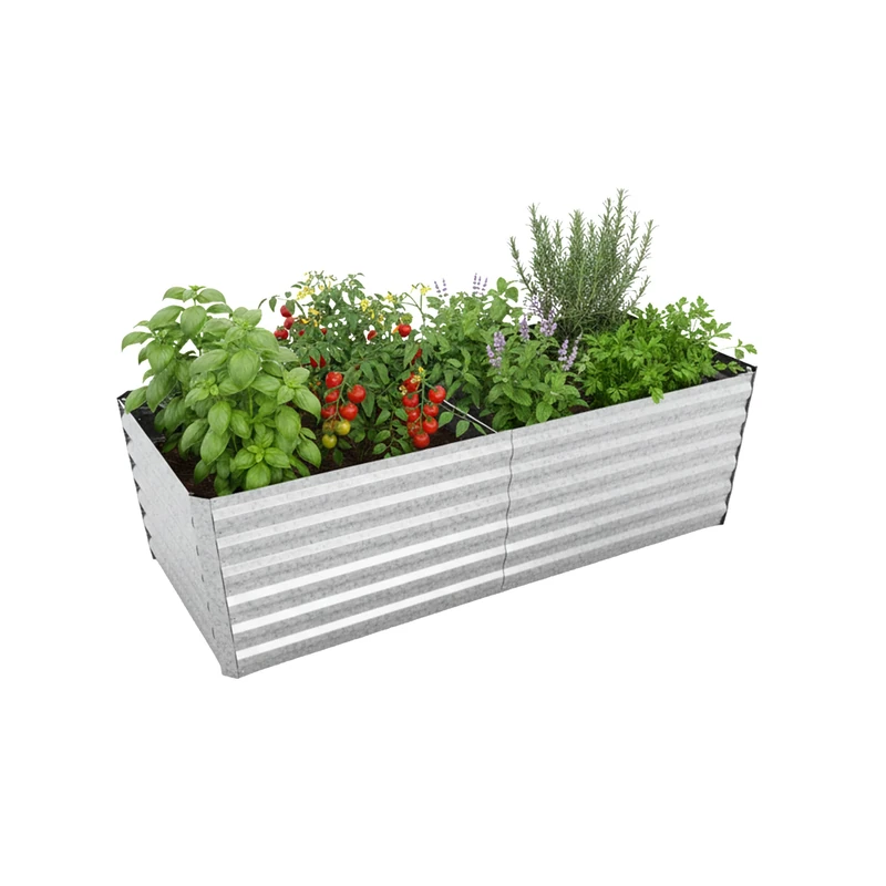 Relaxdays Galvanised Raised Bed, Rectangular Planter for Flowers, Plants & Veg, 60x200x100 cm, Silver - Image 1
