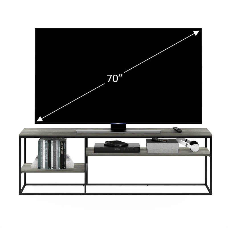Furinno MORETTI Modern Lifestyle TV Stand, Entertainment Center for TV up to 78 Inch, for Living Room, Bedroom, Grey Oak