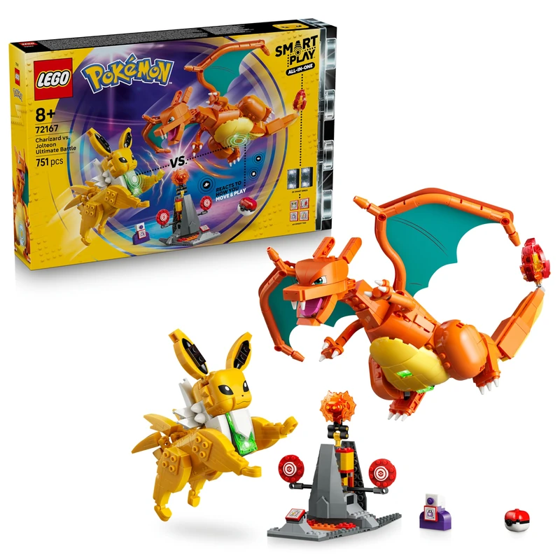 LEGO Pokémon SMART Play: Charizard vs. Jolteon Ultimate Battle - All-In-One Interactive Toy Set Incl. 2 SMART Bricks, 4 Tags, 2 Figures & Charger - Gift Idea for 8+ Year Old Boys and Girls - 72167